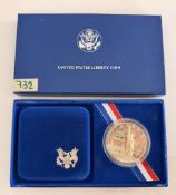 1986 Statue of Liberty Ellis Island Commemorative Dollar in Original Box