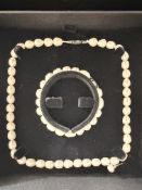 Forever Cultured Pearl Necklace and Bracelet Set with .925 Sterling Silver
