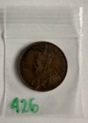 1918 Canada One Cent Coin - King George V