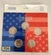 1999 US State Quarters Collection Hallmark American Spirit Display Card (5-Coin Set)
