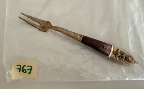 Thai Brass & Wood Handle Cocktail Appetizer Fork
