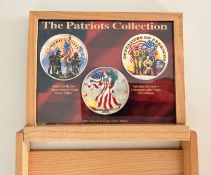 2001 The Patriots Collection 3-Coin Colorized Silver Eagle Set in Wooden Case
