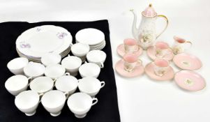 SUSIE COOPER; a part coffee service with transfer printed floral decoration, Royal Stafford Ballet