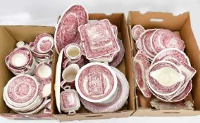 MASONS; part service of red and white 'Vista' pattern dinner wares, including two tureens and