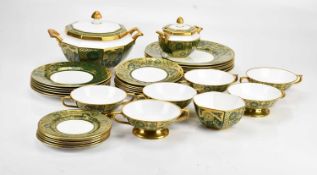 CAVERSWALL; a part 'Imperial' dinner set comprising six soup bowls, tureen, sugar bowl, sauce