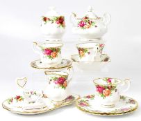 ROYAL ALBERT; a quantity of 'Old Country Roses' teaware including cups, saucers, lidded twin handled