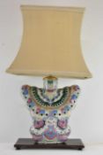 An unusual 19th century Chinese Famille Rose porcelain butterfly vase, converted to a lamp, with
