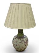 A good late 19th/early 20th century Chinese hand painted porcelain baluster form table lamp,