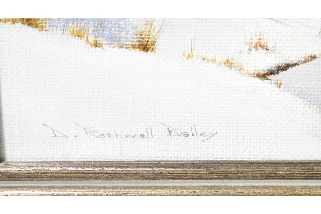 † DENNIS ROTHWELL BAILEY (British, 20th century); oil on canvas, snow scene, signed lower left, 39.5 - Image 2 of 5