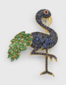 Flamingo-Brosche im Stil von Cartier aus den 1940er Jahren
