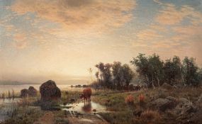 Louis Douzette – Morgenstimmung am Binnenwasser in Schweden.