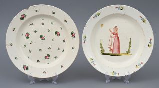 Zwei bemalte Steingutteller