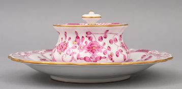 Tintenfass mit Unterschale Indische Malerei, Meissen 