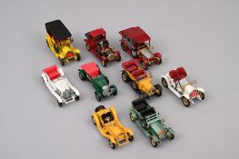 Neun Spielzeugautos der Firma Matchbox, Made by Lesney / Lesney Prod & Co LP, London, England.  Met