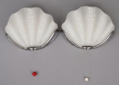 Paar Art déco-Wandlampen in Muschelform