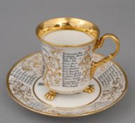 Prunk-Gedenktasse Militär-Verein Friedrichroda, 1873