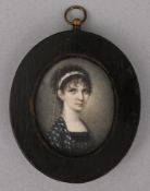Porträtminiatur einer Dame im Empirestil