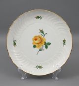 Kuchenschale Meissen, Gelbe Rose