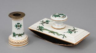 Tintenlöscher und kleine Vase Meissen Reicher Drache grün