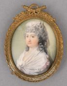 Porträtminiatur einer Dame im Stellrähmchen