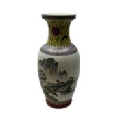 Chinese famille rose vase, with mountain landscape, 20th century