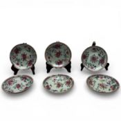 Six Chinese porcelain capuciner plates