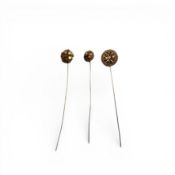 Three 19th Century Gold Ear Pins