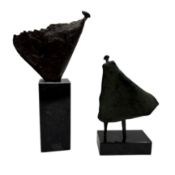 Tjikkie Kreuger (1941-2017). Two bronze sculptures on black natural stone pedestals.