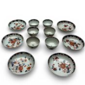 Six 18th Century Chinese Imari Porcelain Cups and Saucers, Qianlong Period