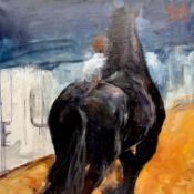 Rein Halbersma (1949-2021) - Running Friesian horse