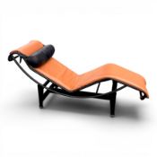 Corbusier LC4 chaise longue with brown leather upholstery