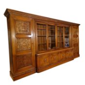 Large walnut library cabinet, mid-20th century