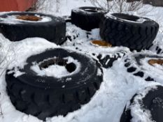 (1) 29.5R25, (3) 26.5R25, (1) 26.5R25 LOADER TIRES RUBBER TIRED LOADER ATTACHMENT some mounted.