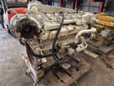 LUGGER L6125A MARINE DIESEL ENGINE, RUNNING TAKEOUT WITH EMISSIONS PROGRAM HOLE IN THE BLOCK, PARTS