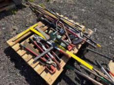 PALLET OF MISC PAINT ROLLERS, STICKS, HANDLES SUPPORT EQUIPMENT