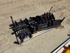 NEW MIVA 8 PC. PACKAGE EXCAVATOR ATTACHMENT includes quick hitch, rake, ripper, graber, auger, 12...