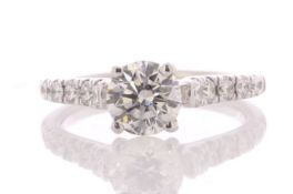 18ct White Gold Single Stone Prong Set With Stone Set Shoulders Diamond Ring (1.07) 1.47 Carats