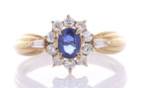 18ct Yellow Gold Oval Cut Sapphire And Diamond Ring (S0.45) 0.30 Carats