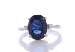 Platinum Oval Cut Sapphire And Diamond Ring (S3.63) 0.08 Carats