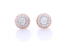 9ct Rose Gold Diamond Halo Earrings 0.45 Carats