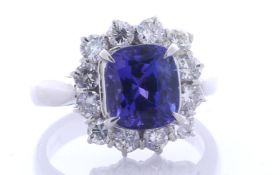 Platinum Tanzanite And Diamond Cluster Ring (T3.21) 1.21 Carats