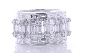 18ct White Gold Emerald Cut Eternity Diamond Ring 2.80 Carats