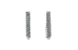 10ct White Gold Claw Set Semi Eternity Diamond Hoop Earring 0.50 Carats