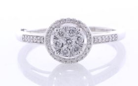 9ct White Gold Round Cluster Diamond Ring 0.25 Carats