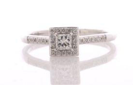 18ct White Gold Halo Set Diamond Ring 0.38 Carats