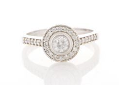 18ct White Gold Single Stone With Halo Setting Ring (0.26) 0.54 Carats