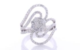 18ct White Gold Dress Cluster Diamond Ring 1.88 Carats