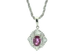 Platinum Cluster Diamond And Ruby Necklace (R0.95) 0.45 Carats