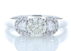18ct White Gold Three Stone Claw Set Diamond Ring (0.75) 1.02 Carats