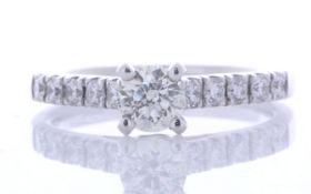 18ct White Gold Single Stone Prong Set With Stone Set Shoulders Diamond Ring (0.51) 0.91 Carats